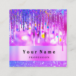 Tarjeta De Visita Cuadrada Holografía de artistas de maquillaje Perforacione