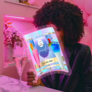 Tarjeta De Visita Cuadrada HOLOGRAFÍA DEL Logo DEL BARIST Pub Wine Restauran