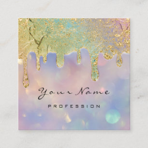 Tarjeta De Visita Cuadrada Hológrafo azul humeante profesional gotea uñas