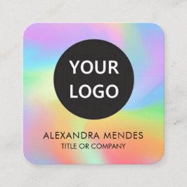 Tarjeta De Visita Cuadrada Holograma del arco iris con el logotipo de código 