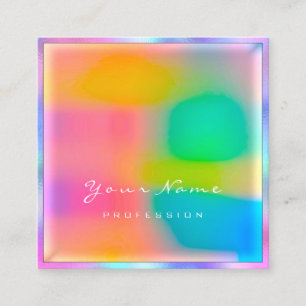 Tarjeta De Visita Cuadrada Holograma mínimo profesional moderno maquillaje La