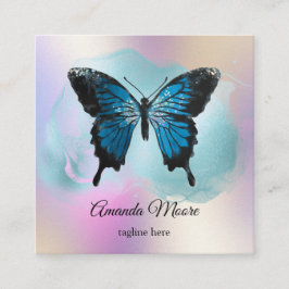 Tarjeta De Visita Cuadrada holograma terapeuta entrenador de vida de mariposa