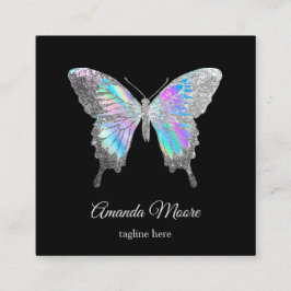 Tarjeta De Visita Cuadrada holograma terapeuta entrenador de vida de mariposa