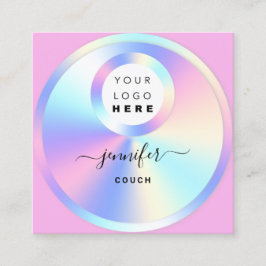 Tarjeta De Visita Cuadrada Holograma Terapéutico Holograma Código QR Foto Ros