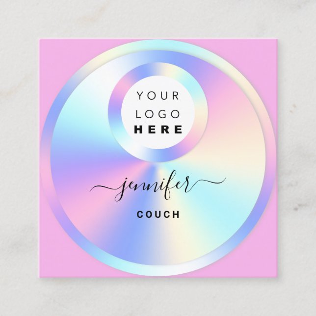 Tarjeta De Visita Cuadrada Holograma Terapéutico Holograma Código QR Foto Ros (Anverso)