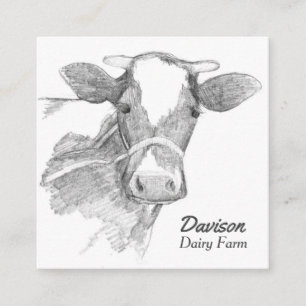 Tarjeta De Visita Cuadrada Holstein Cow Dairy Grano Animal Black White