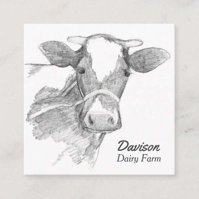 Tarjeta De Visita Cuadrada Holstein Cow Dairy Grano Animal Black White (Anverso)