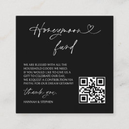 Tarjeta De Visita Cuadrada Honeymoon Fund Wedding Request Enclosure QR Card