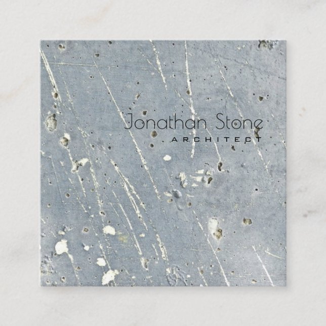 Tarjeta De Visita Cuadrada Hormigón gris y blanco profesional mínimo moderno (Anverso)