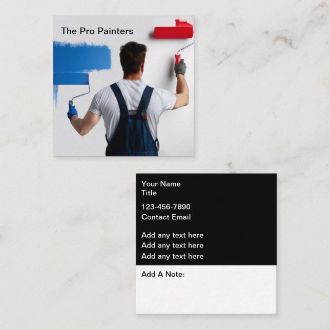 Tarjeta De Visita Cuadrada House Painting Services Modern Painter (Anverso / Reverso)