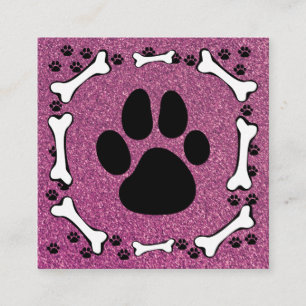 Tarjeta De Visita Cuadrada Huesos de patas de perro lindos servicio de mascot