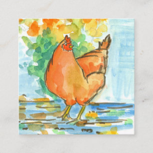 Tarjeta De Visita Cuadrada Huevos frescos de pollo Hen Farm