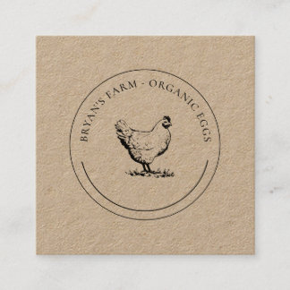 Tarjeta De Visita Cuadrada Huevos orgánicos Kraft Premium