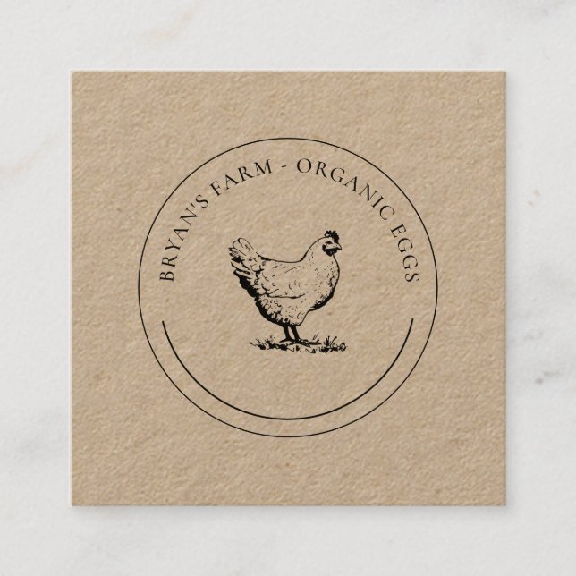 Tarjeta De Visita Cuadrada Huevos orgánicos Kraft Premium (Anverso)