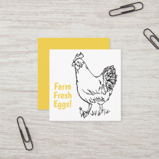 Tarjeta De Visita Cuadrada Huevos Para La Venta De La Granja De Pollo Negro F