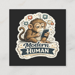 Tarjeta De Visita Cuadrada Humor Monstruo Humano Mono Teléfono Inteligente Re