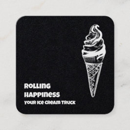 Tarjeta De Visita Cuadrada Ice Cream Truck Premium