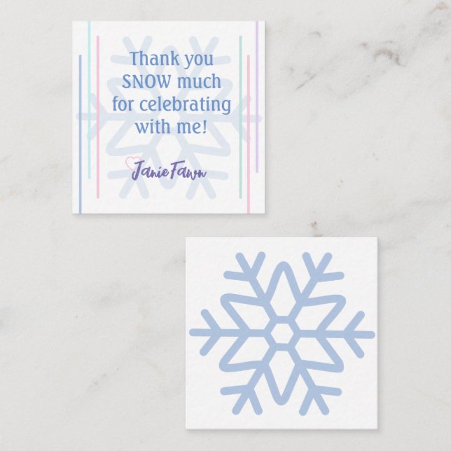 Tarjeta De Visita Cuadrada Ice Princesa 4º Día Fiesta Favor Insertar (Anverso / Reverso)