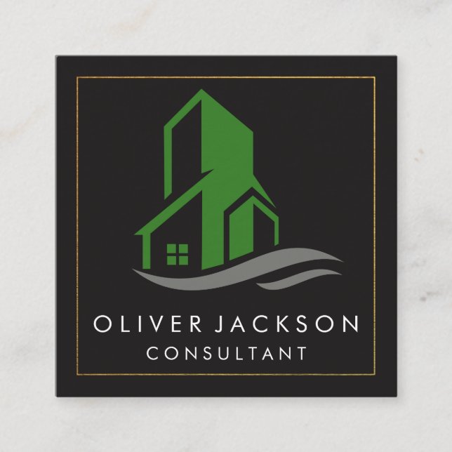 Tarjeta De Visita Cuadrada Icono de construcción (Anverso)