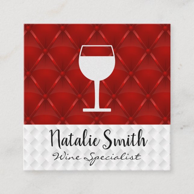 Tarjeta De Visita Cuadrada Icono de cristal de vino rojo | Colgante rojo de l (Anverso)