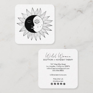 Tarjeta De Visita Cuadrada Icono de medios sociales de Sun & Moon Elegant Boh
