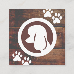 Tarjeta De Visita Cuadrada Icono de perro canino   Paws   Paneles de madera