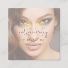 Tarjeta De Visita Cuadrada Icono Social de Foto de Maquillaje de Escritura Ro