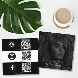 Tarjeta De Visita Cuadrada Icono triple Código QR Foto Empresa Social Media