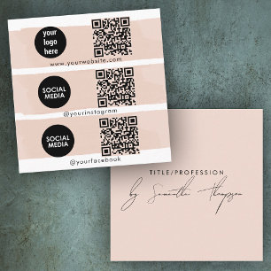 Tarjeta De Visita Cuadrada Icono triple Código QR Logotipo de medios sociales