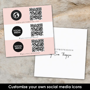 Tarjeta De Visita Cuadrada Icono triple Código QR Personalizado Social Media 