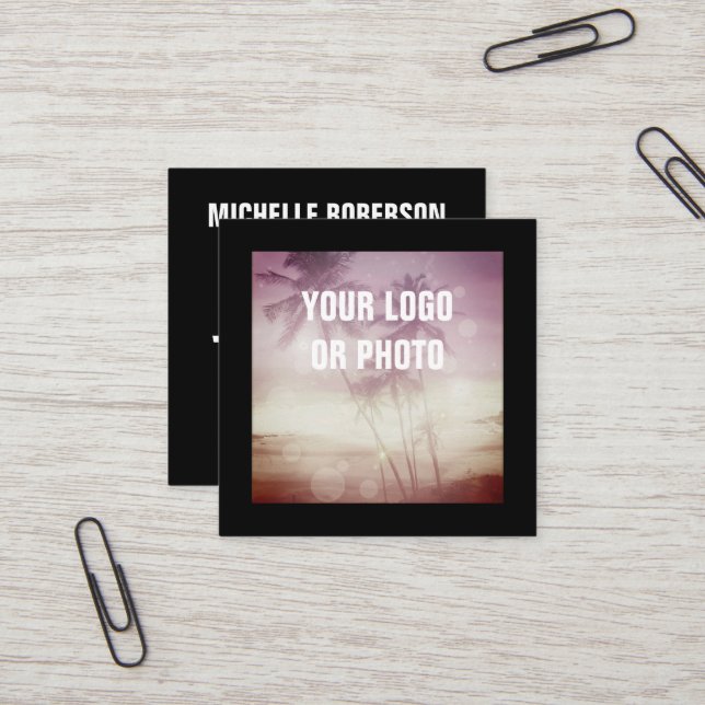 Tarjeta De Visita Cuadrada Iconos de Internet del logo fotográfico (Anverso/Reverso In Situ)