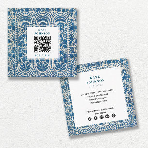 Tarjeta De Visita Cuadrada Iconos de medios sociales con código QR geométrico