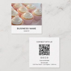 Tarjeta De Visita Cuadrada Iconos de redes sociales QR de foto de panadería m