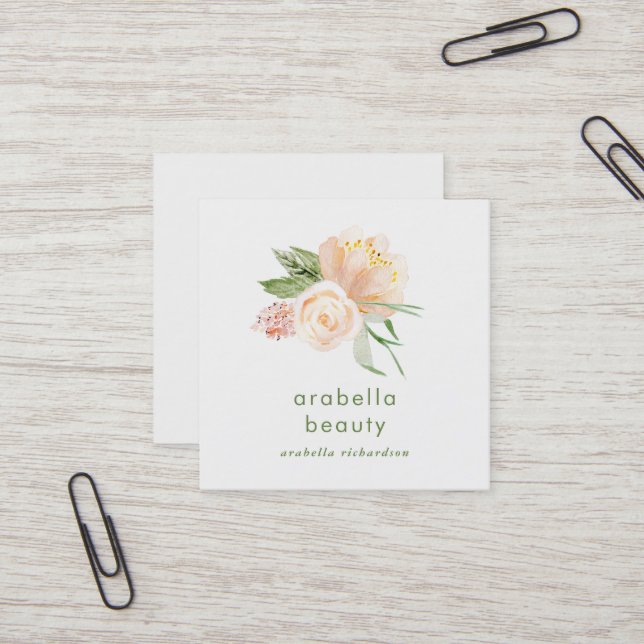 Tarjeta De Visita Cuadrada Iconos florales de los medios del Social de la (Anverso/Reverso In Situ)