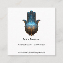 Tarjeta De Visita Cuadrada Iluminación del Loto | Diseño de Mano Hamsa