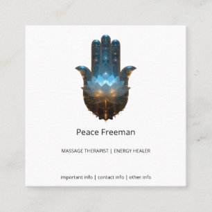 Tarjeta De Visita Cuadrada Iluminación del Loto Diseño de Mano Hamsa