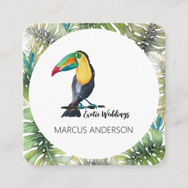Tarjeta De Visita Cuadrada Ilustracion acuático Cute Toucan Keeper (Anverso)