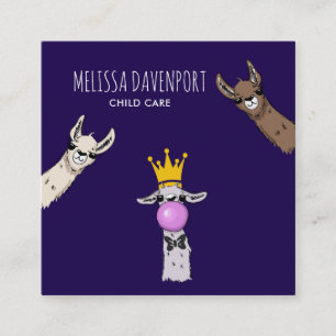 Tarjeta De Visita Cuadrada ilustracion de Llama 3 cutas enfrenta