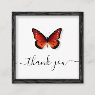 Tarjeta De Visita Cuadrada Ilustracion de mariposa naranja Gracias Clásico