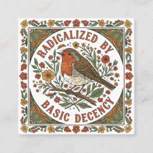 Tarjeta De Visita Cuadrada Ilustración de pájaro radicalizado por la decencia
