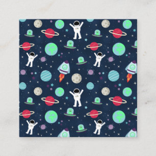 Tarjeta De Visita Cuadrada Ilustracion de patrón de espacio