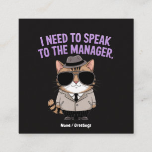Tarjeta De Visita Cuadrada Ilustración divertida de humor de gato gerente