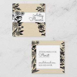 Tarjeta De Visita Cuadrada Ilustracion floral elegante y moderno