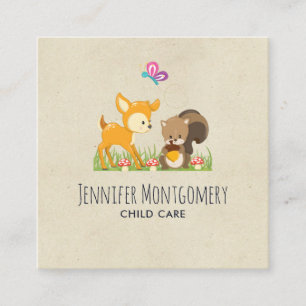 Tarjeta De Visita Cuadrada Ilustracion Personalizado de criaturas de bosques 