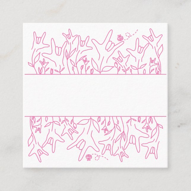 Tarjeta De Visita Cuadrada ILY Bloom - Diseño ASL de nombre personalizado (Anverso)