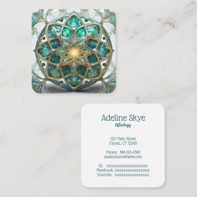 Tarjeta De Visita Cuadrada Imagen mística (Anverso / Reverso)