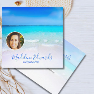 Tarjeta De Visita Cuadrada Imagen moderna de Ocean Wave Beach Blue Scene