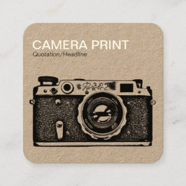 Tarjeta De Visita Cuadrada Impresión de la cámara - crema + Negro en la