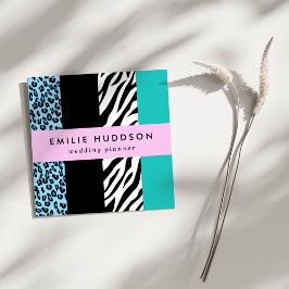 Tarjeta De Visita Cuadrada Impresión de leopardo, impresión de cebra, impresi