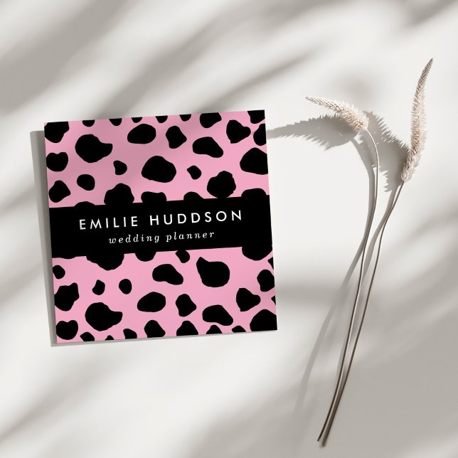 Tarjeta De Visita Cuadrada Impresión de vaca, patrón de vaca, puntos de vaca, (Subido por el creador)